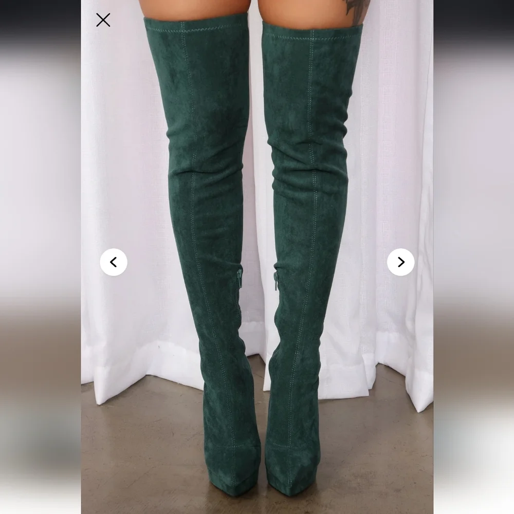 Mason Teal Over-the-Knee Boots with Silver Heel NwT 7
